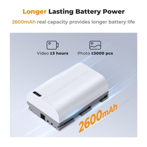 Комплект з двох акумуляторних батарей з виходом Type-C K&F Concept LP-E6NH 2600mAh White для Canon (KF28.0033S1) KF28.0033S1 фото