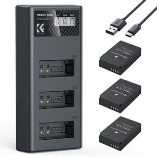 Комплект з трьох акумуляторів 1100мАг та зарядного пристрою K&F Concept LP-E12 для фотокамер Canon (KF28.0091) KF28.0091 фото