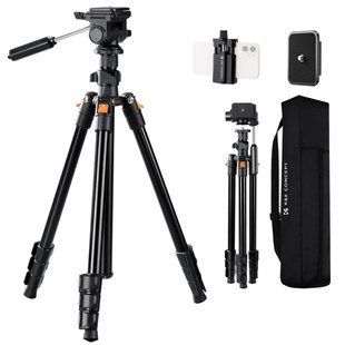 Легкий штатив K&F Concept O234A5+BV01 з 3-позиційною головкою для фотоапаратів, смартфонів, 196см, 4кг (KF09.115V1) KF09.115V1 фото