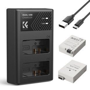 Комплект із двох акумуляторів та зарядного пристрою K&F Concept LP-E8 1200mAh для камер Canon (KF28.0027) KF28.0027 фото