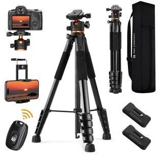 Легкий штатив K&F Concept S255A3+BH-36 для фотоапаратів, смартфонів з пультом ДК, висота 1,9м, вантажопідйомність 8кг (KF09.157) KF09.157 фото
