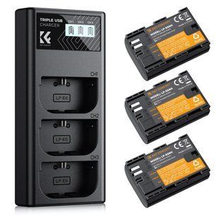 Комплект з трьох акумуляторів 2250mAh і триканального зарядного пристрою K&F Concept LP-E6NH для Canon (KF28.0039) KF28.0039 фото